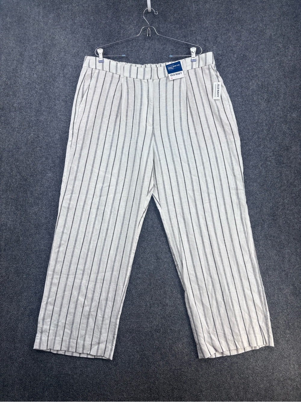 NWT Old Navy White Striped High Rise Taylor Wide Leg Trouser Pants Women’s XL